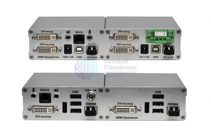 ADC 2U2-EX-A-SK KVM-ұзартқыш екі мониторлы, USB 2.0, audio және DVI интерфейстері 150-ге дейінгі қашықтыққа Evetron ADC 2U2-EX-A-SK