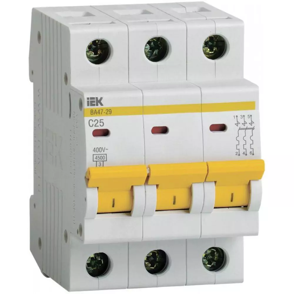 Автоматический выключатель IEK ВА47-29 3P C25 MVA20-3-025-C