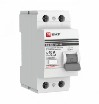 УЗО EKF PROxima ВД-100 2P 40A 30мА rccb-2-40-30-ac-pro